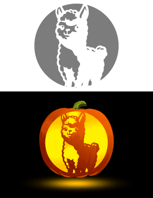 Cute Alpaca Pumpkin Stencil
