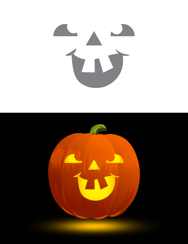 Printable Cute And Goofy Face Pumpkin Stencil