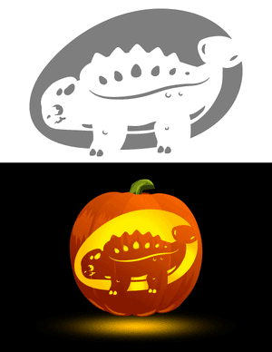 Cute Ankylosaurus Pumpkin Stencil