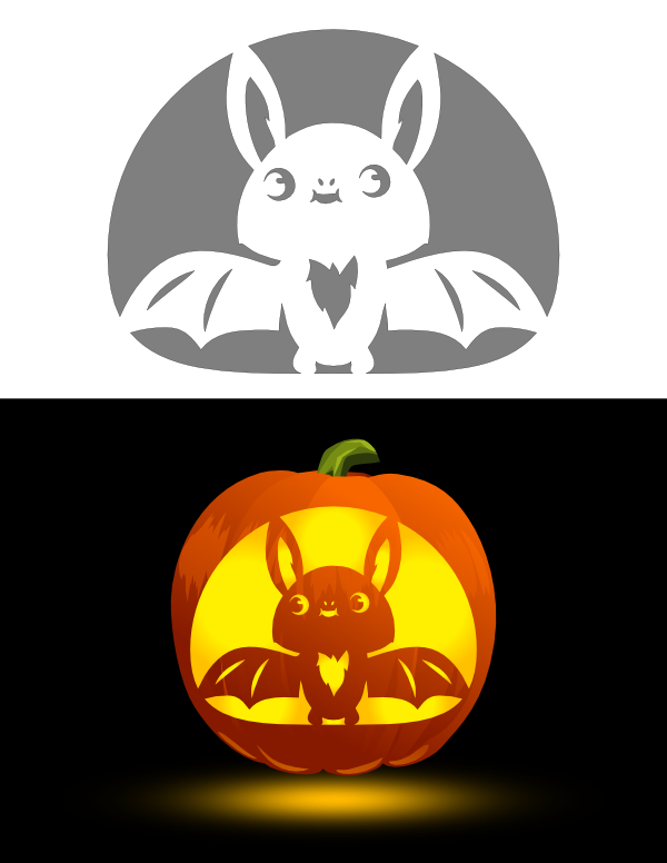 Cute Bat Pumpkin Stencil