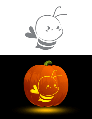 Cute Bee Pumpkin Stencil