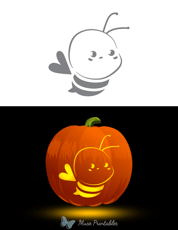 Cute Bee Pumpkin Stencil