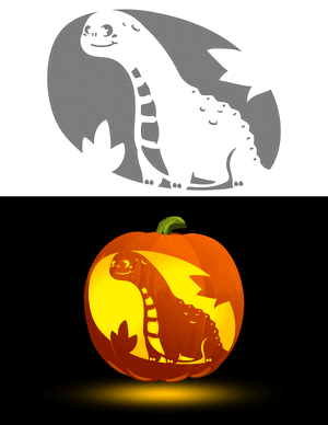 Cute Brachiosaurus Pumpkin Stencil