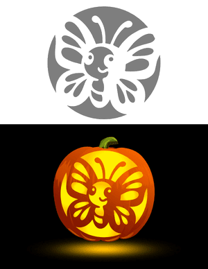 Cute Butterfly Pumpkin Stencil