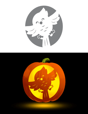 Cute Cardinal Pumpkin Stencil