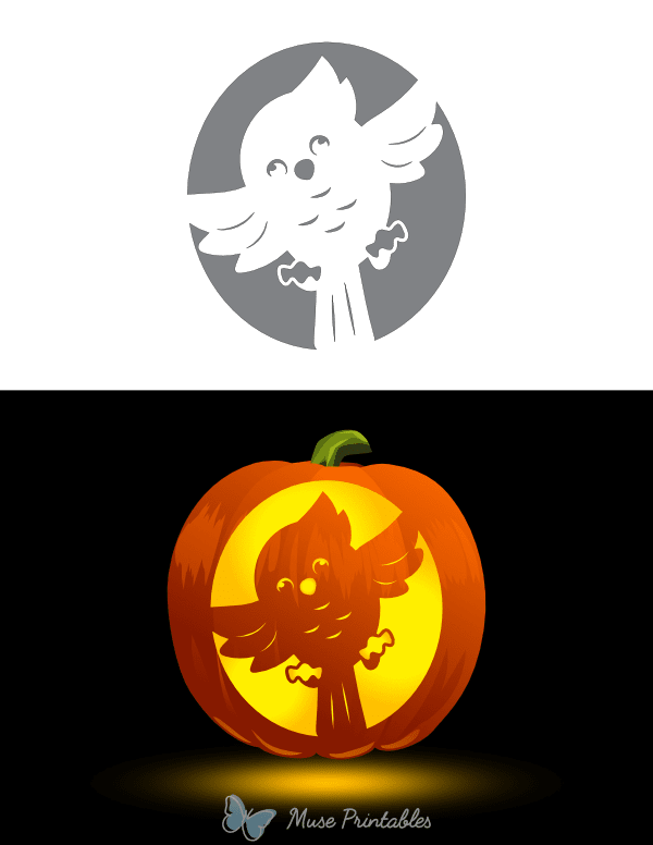 Cute Cardinal Pumpkin Stencil