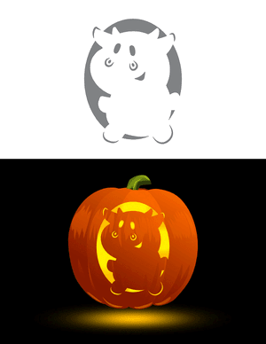 Cute Cartoon Cow Pumpkin Stencil