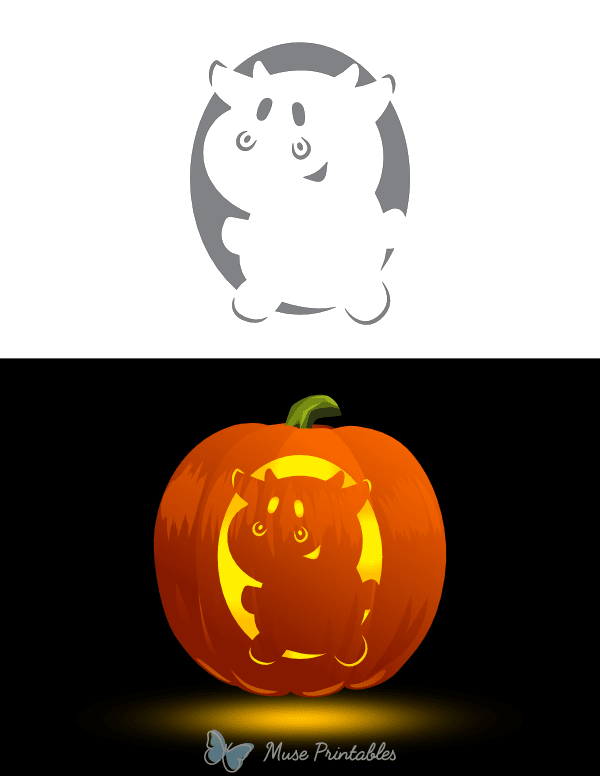 Cute Cartoon Cow Pumpkin Stencil