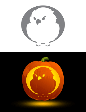 Cute Cartoon Eagle Pumpkin Stencil