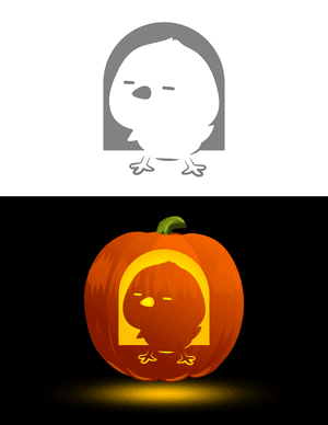 Cute Cartoony Bird Pumpkin Stencil