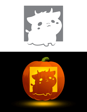 Cute Cartoony Cow Pumpkin Stencil