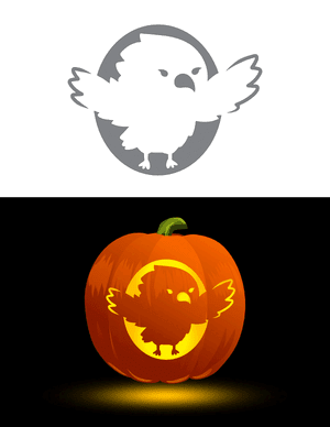 Cute Cartoony Eagle Pumpkin Stencil