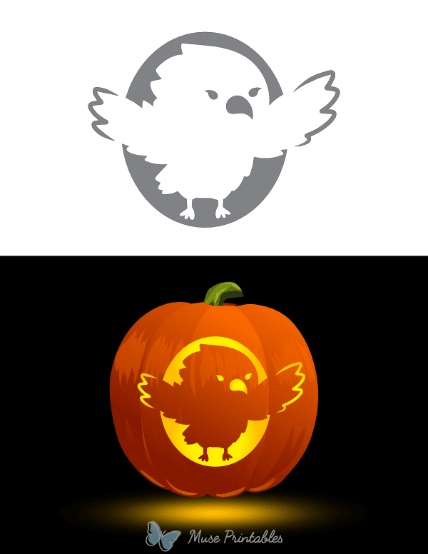 Cute Cartoony Eagle Pumpkin Stencil