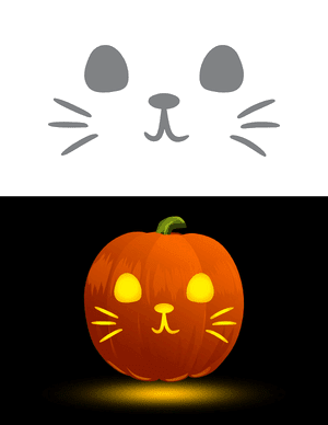Cute Cat Face Pumpkin Stencil