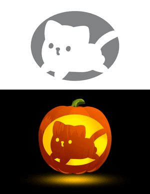 Cute Cat Lying Down Pumpkin Stencil