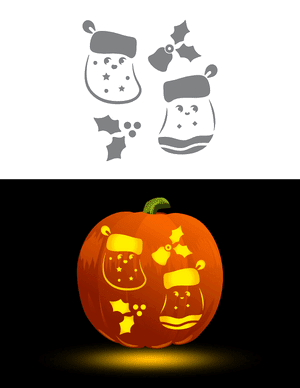 Cute Christmas Stockings Pumpkin Stencil
