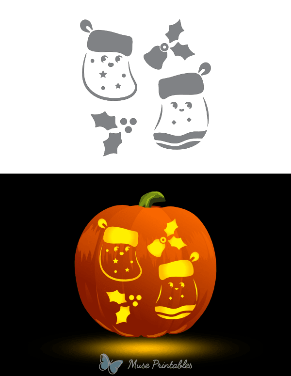 Cute Christmas Stockings Pumpkin Stencil