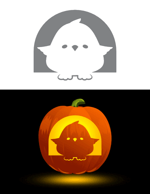 Cute Chubby Bird Pumpkin Stencil