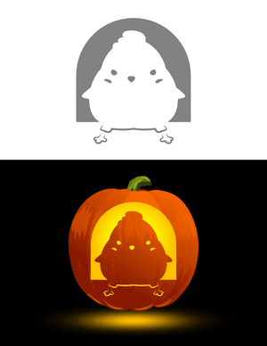 Cute Chubby Chicken Pumpkin Stencil