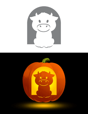 Cute Cow Pumpkin Stencil