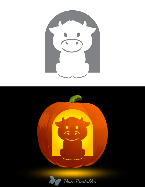 Cute Cow Pumpkin Stencil