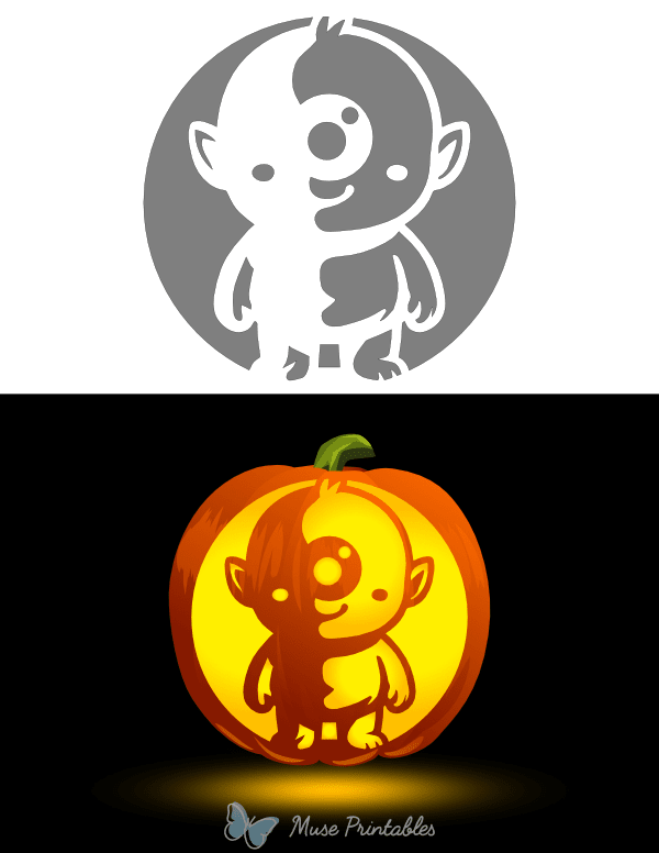 Cute Cyclops Pumpkin Stencil