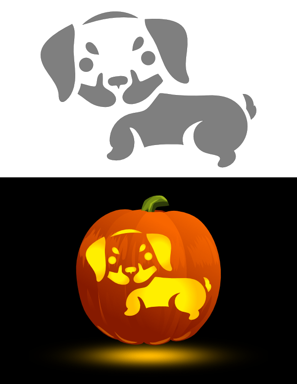 Printable Cute Dachshund Pumpkin Stencil