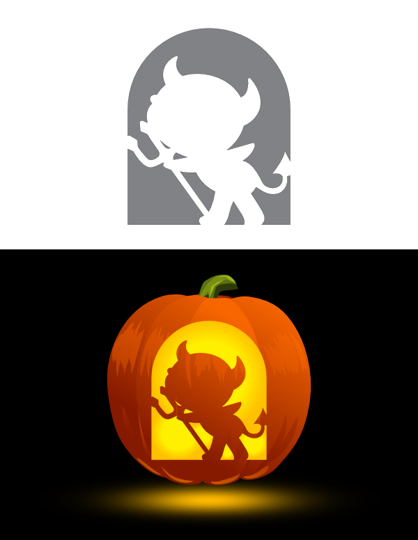 Printable Cute Devil Pumpkin Stencil