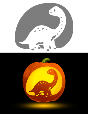 Cute Diplodocus Pumpkin Stencil