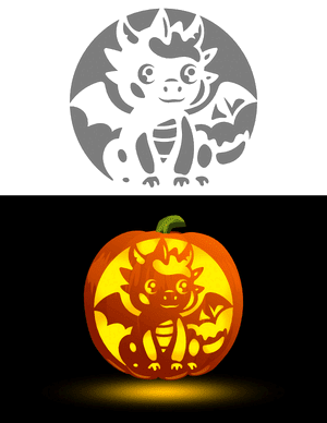 Cute Dragon Pumpkin Stencil
