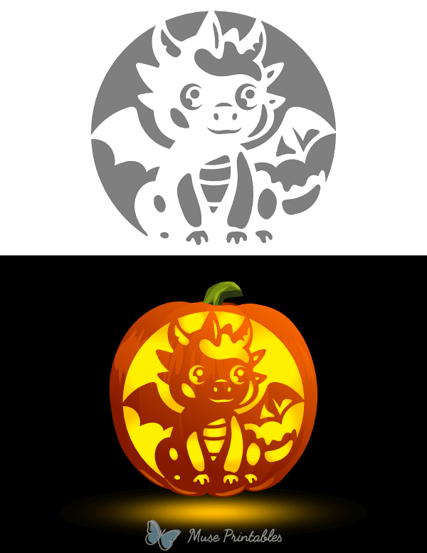 Cute Dragon Pumpkin Stencil