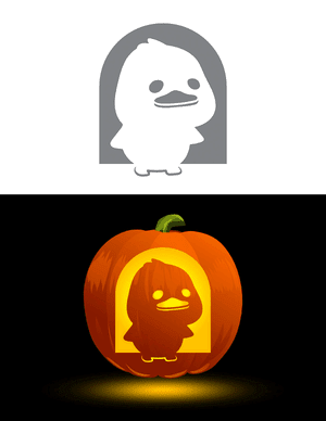 Cute Duck Pumpkin Stencil