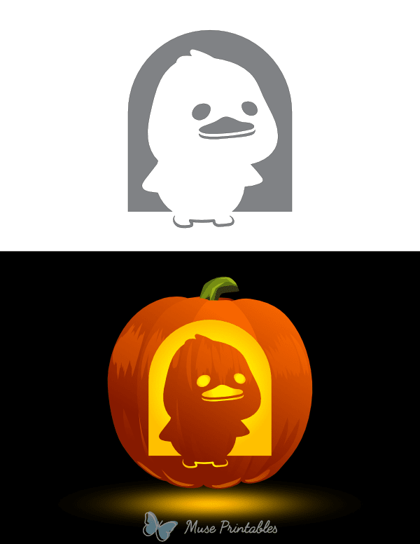 Cute Duck Pumpkin Stencil