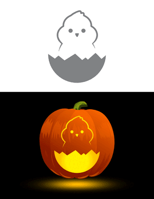 Cute Easter Chick Pumpkin Stencil