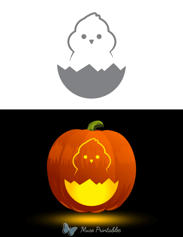 Cute Easter Chick Pumpkin Stencil