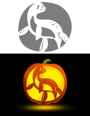 Cute Elasmosaurus Pumpkin Stencil