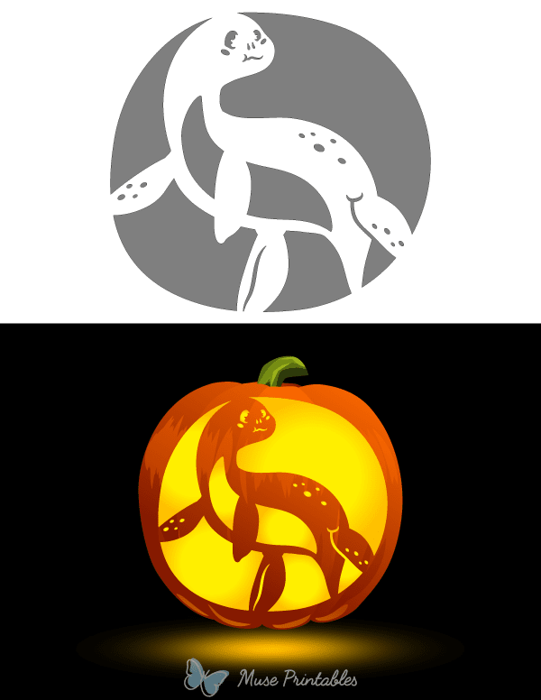 Cute Elasmosaurus Pumpkin Stencil