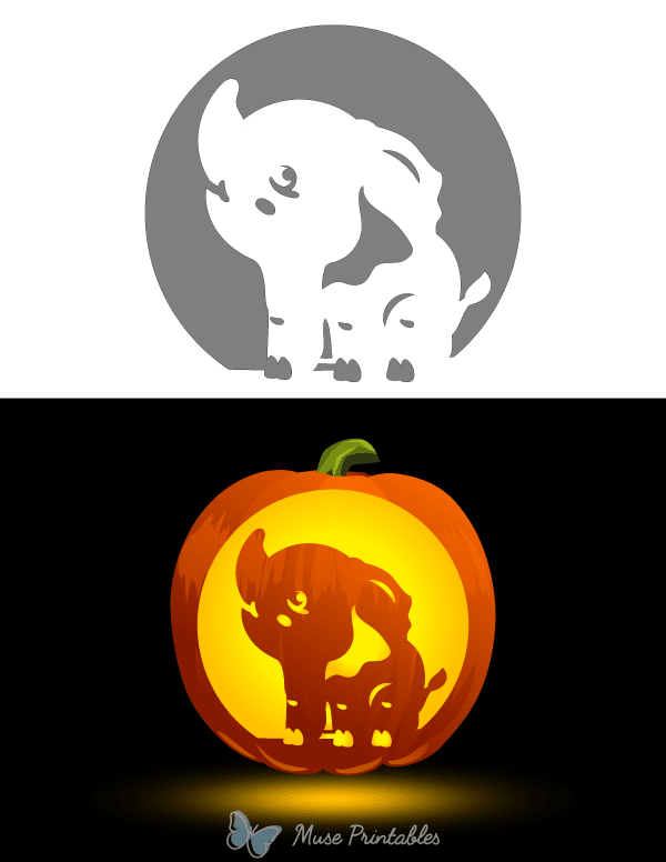 Cute Elephant Pumpkin Stencil