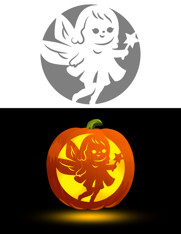 Printable Cute Fairy Pumpkin Stencil