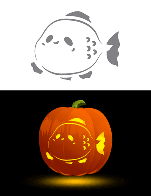 Cute Fish Pumpkin Stencil