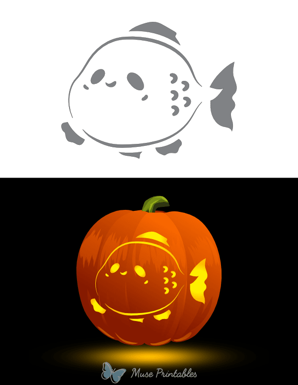 Cute Fish Pumpkin Stencil