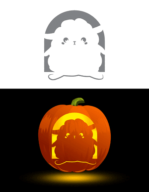 Cute Fluffy Sheep Pumpkin Stencil