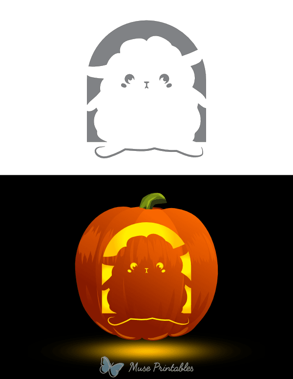 Cute Fluffy Sheep Pumpkin Stencil