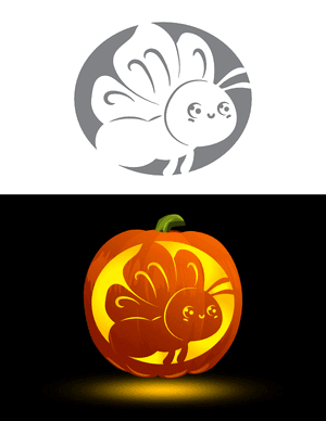 Cute Flying Butterfly Pumpkin Stencil