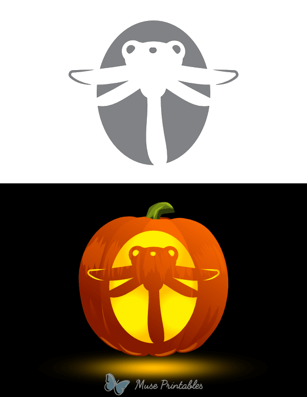 Cute Flying Dragonfly Pumpkin Stencil