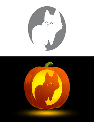 Cute Fox Cub Pumpkin Stencil