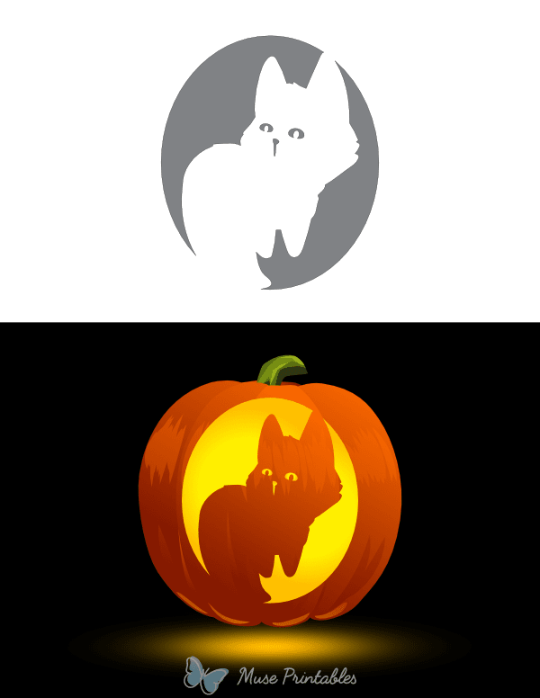 Cute Fox Cub Pumpkin Stencil