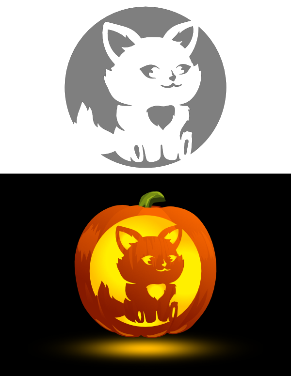 Cute Fox Pumpkin Stencil