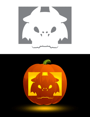 Cute Gargoyle Pumpkin Stencil