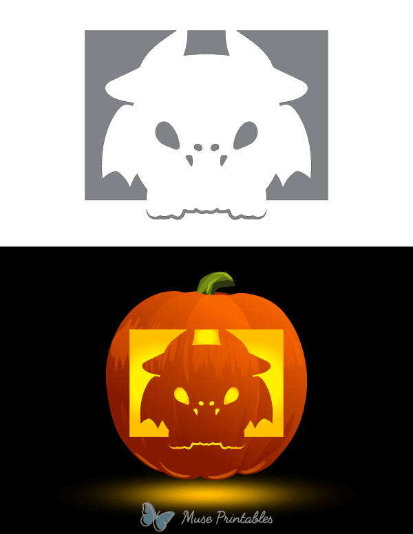 Cute Gargoyle Pumpkin Stencil